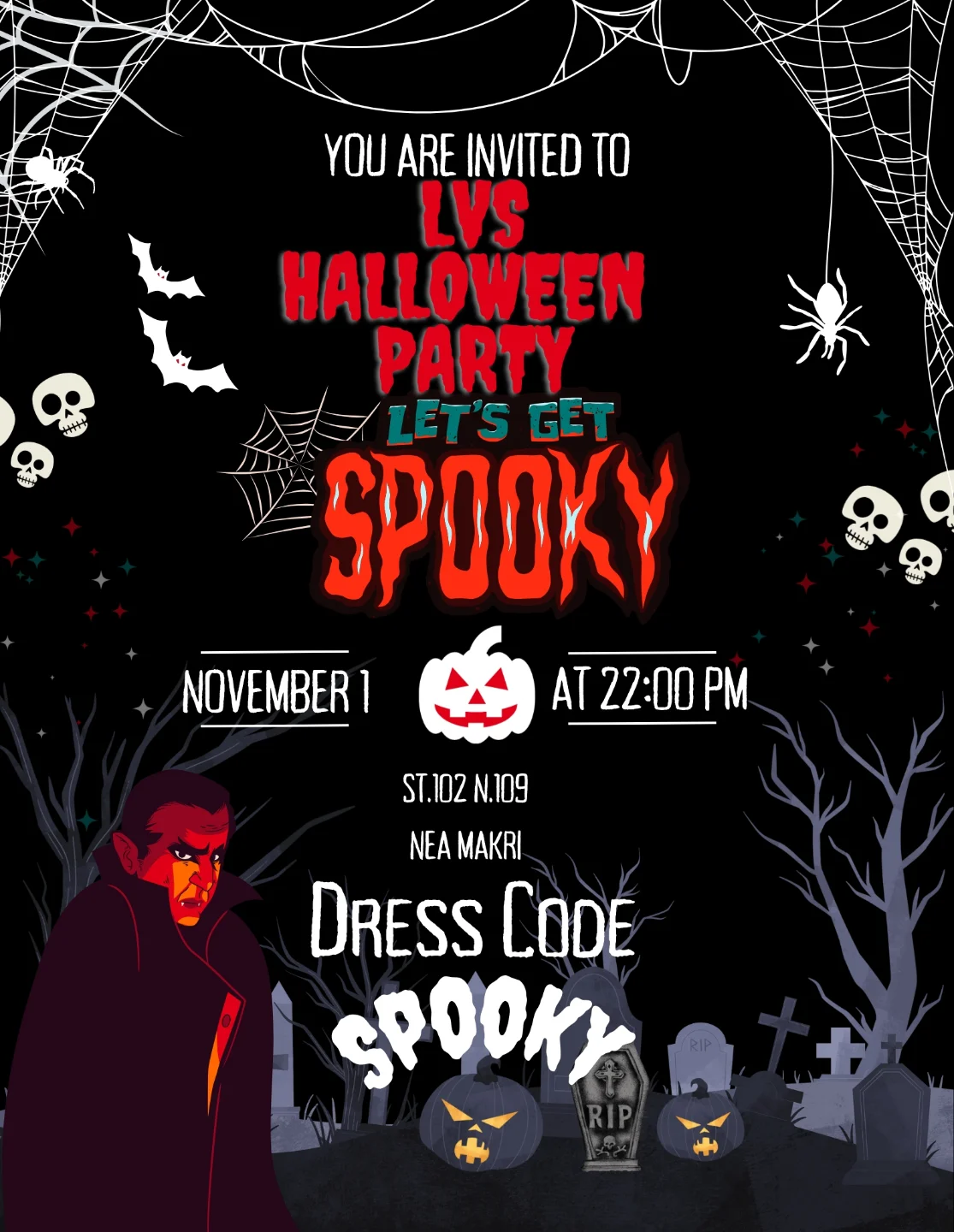 Αφίσα LVS Halloween Party, 1 Νοεμβρίου 2025 στις 22:00